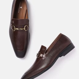 Louis Philippe Men Leather Textured Formal Horsebit Loafers-image-71