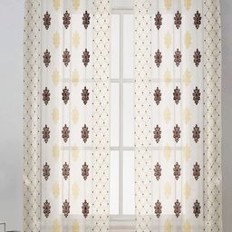 RIDHAAN Gold-Toned & Brown 2 Pcs Ethnic Motifs Sheer Long Door Curtain-image-0