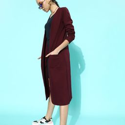 Tokyo Talkies Women Charming Maroon Solid Knitted Shrug-29