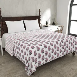JAIPUR FABRIC Pink & White Printed Mild Winter 120 GSM Pure Cotton Double Bed Dohar-picture-53