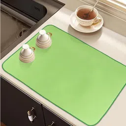 Kuber Industries Green 2 Pieces Kitchen Self Drying Microfiber Table Placemats-19