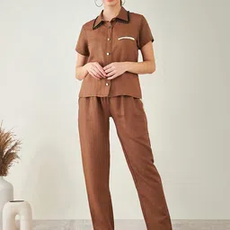 First Resort by Ramola Bachchan Shirt Collar Linen Shirt With Mid-Rise Trouser-picture-18