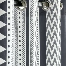 Saral Home Off White & Grey Boho Printed Black Out Velvet Door Curtain-image-41