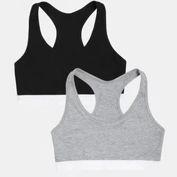 Sillysally Pack Of 2 Double Layer Full Coverage Non Padded Non Wired Sports Bra-image-71