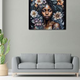 OLIVE TREE Blue & Orange Canvas Floral and Botanical Painting Wall Art-picture-19