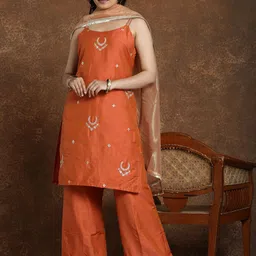 AVANSHEE Women Ethnic Motifs Embroidered Kurta with Palazzo & Dupatta-picture-49