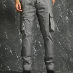 Breakbounce Men Grey Slim-Fit Mid-Rise Cotton Track Pants-image-86