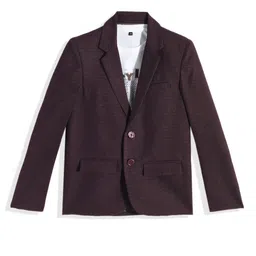 CHARCHIT Boys Checked Single-Breasted Party Blazer With T-Shirt-image-53