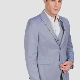 Arrow Men's Blue Solid Regular-Fit Single-Breasted 3-Piece Formal Suit-picture-1