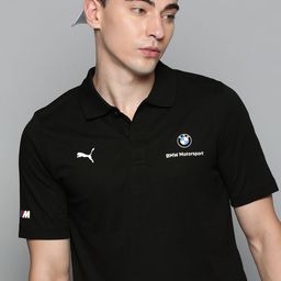 PUMA Motorsport Men Black BMW Jacquard Polo Collar Motorsports T-shirt-image-64