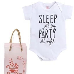 Little Angels Infants "Sleep All Day Party All Night" Print Bodysuit with Gift Box-image-20