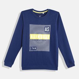 Allen Solly Junior Boys Navy Blue & White Brand Logo Printed Cotton Sweatshirt-image-73