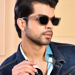 ROYAL SON Unisex Black & Gunmetal-Toned Polarised UV Protected Square Sunglasses CHI00126-13