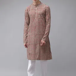 See Designs Men Beige Ethnic Motifs Printed Regular Pure Cotton Kurta with Pyjamas-22