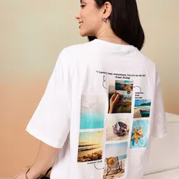 Mast & Harbour Graphic Printed Drop-Shoulder Sleeves Pure Cotton T-shirt-picture-6