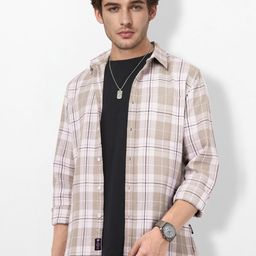 The Roadster Life Co. Tartan Checked Waffle Textured Pure Cotton Regular Fit Casual Shirt-image-8