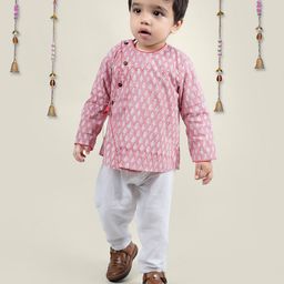 Little Llama Boys Ethnic Motifs Printed Block Print Pure Cotton Kurta-18
