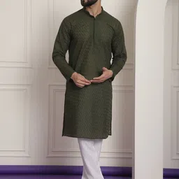 SOJANYA Ethnic Motifs Embroidered Regular Sequinned Pure Cotton Kurta with Churidar-image-29