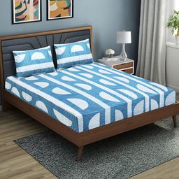 Aura 144 TC Fitted Queen Bedsheet with 2 Pillow Covers-image-8