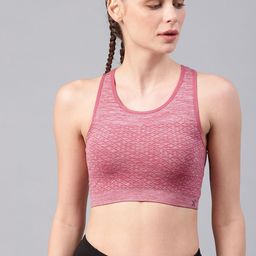 HRX by Hrithik Roshan Seamless Pink Non-Wired Lightly Padded Rapid-Dry Yoga Sports Bra 3461-57