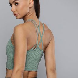 HRX by Hrithik Roshan Solid Non Wired Lightly Padded Green Seamless Bra-picture-40