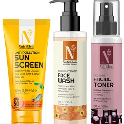 NutriGlow Advanced Organics Skin Whitening Face Wash,Red Wine Toner & Sunscreen-100ml Each-11