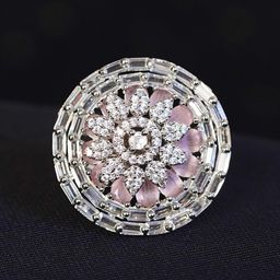 Zoey Rhodium-Plated American Diamond Studded Finger Ring-image-30