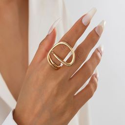 AQUASTREET Gold Plated Anti-Tarnish Glossy Bold Unique Loop Layered Curve Statement Ring-image-78