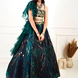 Rashika Sharma Printed Ready to Wear Lehenga Choli & Ruffled Dupatta With waist belt-24