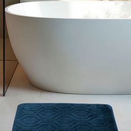 DREAM WEAVERZ Blue Geometric 300 GSM Anti-Skid Bath Rugs-32