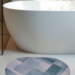 DREAM WEAVERZ Grey Geometric 300 GSM Anti-Skid Bath Rugs-image-27