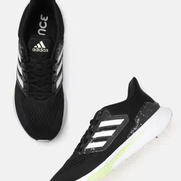 ADIDAS Men Black & White Woven Design CloudFoam Eq21 Sustainable Running Shoes-picture-16