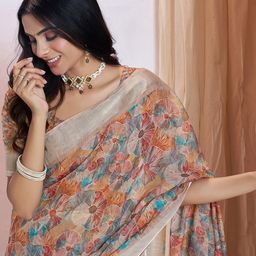 all about you Floral Zari Linen Blend Ready to Wear Saree-17