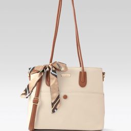 Mast & Harbour Textured Structured Shoulder Bag With Scarf-26