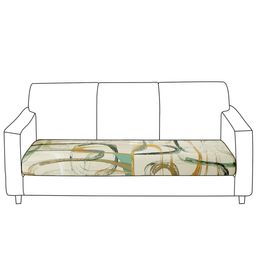 HOKIPO Beige & Green Printed Polyester 3 Seater Sofa Seat Cover-image-94