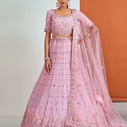 Fusionic Embroidered Sequin Work Semi-Stitched Lehenga With Unstitched Blouse & Dupatta-picture-14