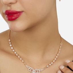 Zaveri Pearls Rose Gold-Plated CZ Studded Jewellery Set-47