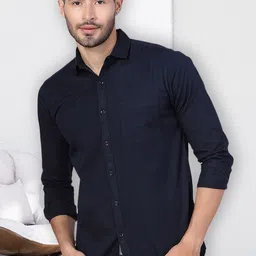 D Finish Smart Fit Spread Collar Pure Cotton Casual Shirt-image-94