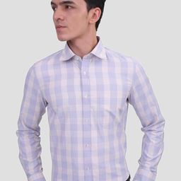 MUTAQINOTI Comfort Fit Tartan Checked Formal Cotton Shirt-picture-0