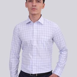 MUTAQINOTI Comfort Windowpane Checked Cotton Formal Shirt-picture-42