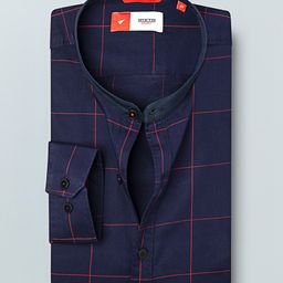 INVICTUS Men Navy Blue & Red Slim Fit Checked Sustainable Casual Shirt-image-84