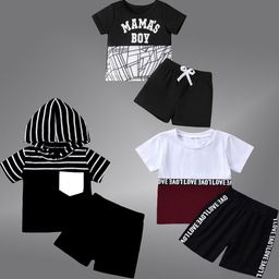 BAESD Unisex Kids Black & White Printed T-shirt with Shorts-image-94