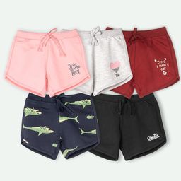 ariel Girls Pack Of 5 Cotton Conversational Printed Shorts-picture-48