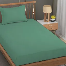 Trance Home Linen Green Bamboo Cotton 300 TC Fitted Single Bedsheet Set-1.91 m x 92 cm-image-26