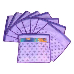 prettykrafts Set Of 9 Purple & Top Transparent Solid Single Packing Saree Cover Organizer-14