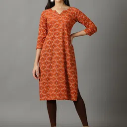 DIVINATION Women Brown Ethnic Motifs Printed Flared Sleeves Mirror Work Kurta-image-19