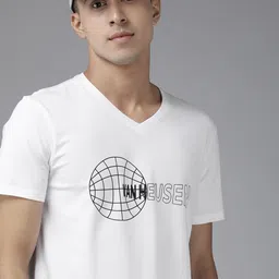 Van Heusen Flex Brand Logo Printed V-Neck Slim Fit Sports T-shirt-image-66