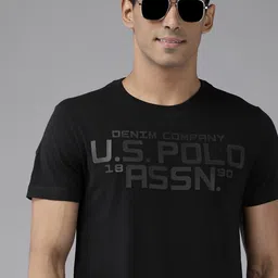 U S Polo Assn Denim Co Men Black Typography Printed Slim Fit T-shirt-image-34