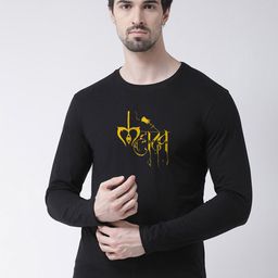 Friskers Typography Printed Round Neck Long Sleeves Pure Cotton Slim Fit T-shirt-image-80