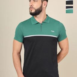 Technosport Men Pack Of 2 Colourblocked Antimicrobial Slim Fit Sports T-shirts-picture-9